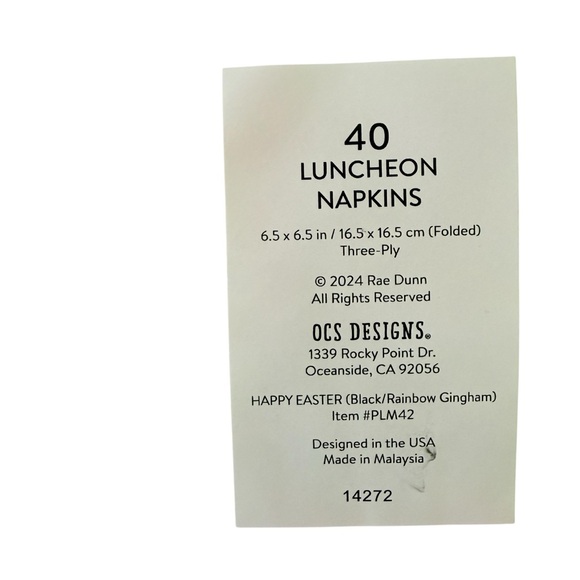 Rae Dunn Happy Easter 40 Pack Pastel Multicolor Plaid Easter Napkins - Picture 3 of 6